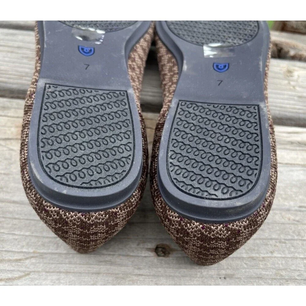 Rothy’s Women’s 7 Flats Cocoa Houndstooth Round Toe *NO INSOLES*